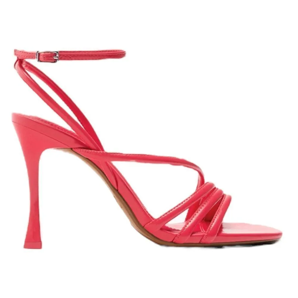 Zara Coral Red High Heeled Strap Sandals - Picture 3 of 15